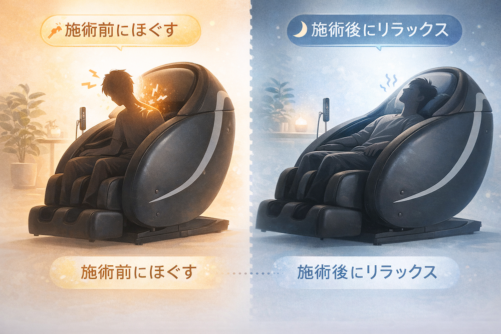 マッサージチェア 施術前後